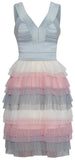 Scalloped Bandage Layered Tulle Dress, Soft Blue