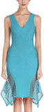 Asymmetrical Mesh-Paneled Bandage Dress - Black, Pink or Light Blue