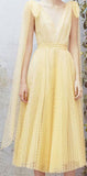 Tulle Pois Plisse Midi Dress