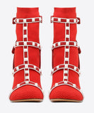 'Rockstud' Ankle Boots - Black, Red, Green