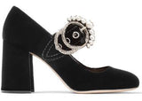 Imitation Pearl Buckle Pump, Black