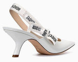 J'Adior Heeled Shoe in White Leather