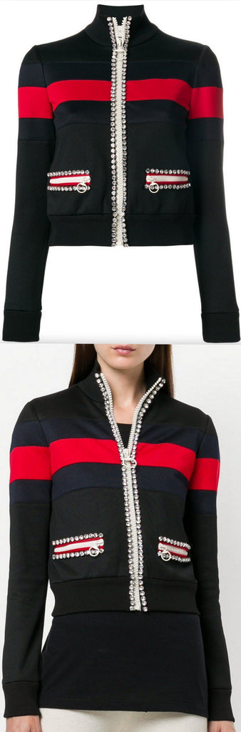 Crystal-Embellished Technical Jersey Jacket