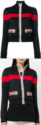 Crystal-Embellished Technical Jersey Jacket