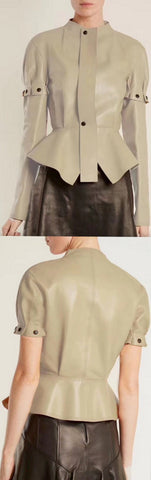 Leather Snap-Button Jacket