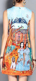 Printed Embellished Mini Shift Dress