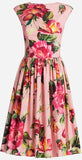 *Extended Sizes* Floral Print Dress, Pink