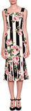 *Extended Sizes* Floral-Striped Brocade Midi Dress