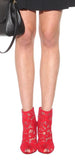 Lace and Mesh Peep Toe Ankle Boots - Black, Red or White
