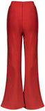 Gold Lion-Head Button-Embellished Stretch Flared Leg Pants, Red