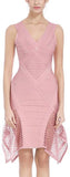 Asymmetrical Mesh-Paneled Bandage Dress - Black, Pink or Light Blue