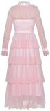 Ruffle Tiered Mesh Gown