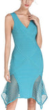 Asymmetrical Mesh-Paneled Bandage Dress - Black, Pink or Light Blue