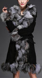 Fox Fur Suede Coat, Grey & Black