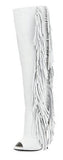 Fringed Open Toe Boots in White
