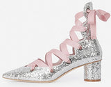 Glitter Lace-up Pumps