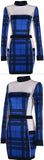 Blue Plaid Studded Stretch Mini Dress