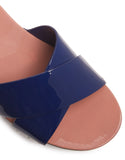 Patent Leather Platform-Wedge Sandals - Light Blue or Blue