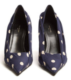Polka Dot Knife Pumps, Blue & White