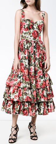 *Extended Sizes* Sleeveless Rose Print Dress