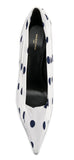 Polka Dot Knife Pumps, White & Black