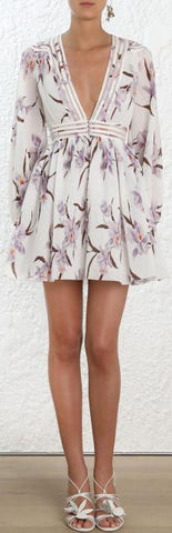 Corsage Plisse Mini Dress