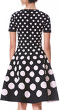 Polka-Dot Short-Sleeve Fit-and-Flare Knit Dress