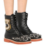 Embellished Leather Ankle Boots