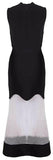 Sleeveless Black Net-Paneled Gown