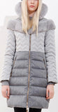 Rabbit Fur Chevron Paneled Puffer Coat