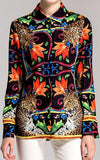 Cheetah & Majolica Printed Black Shirt