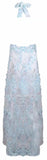 Blue Floral-Appliques Embroidered Sheer Halter Maxi Dress