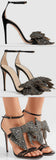 Patent Leather Sandals with Crystal Bows