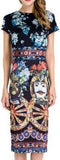 Printed Midi Dress with Sash-Belt