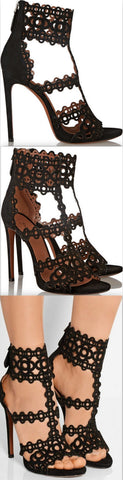 Laser Cut Suede Sandals | DESIGNER INSPIRED FASHIONS