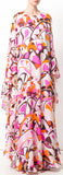 Ruffed Printed Georgette Maxi Dress