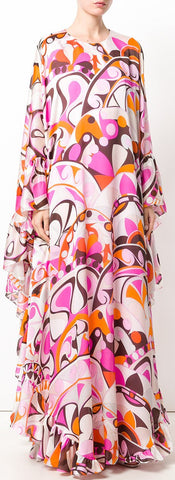 Ruffed Printed Georgette Maxi Dress