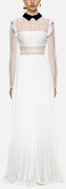Stripe Panelled Lace Maxi Dress