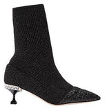 Lurex Knit Booties with Glitter Toecap - Grey or Black