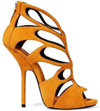 Suede Cut-Out Sandals - Mustard/Yellow, Black or Fuchsia Pink