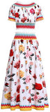 Rose Print Crop Top and Maxi Skirt - White or Black