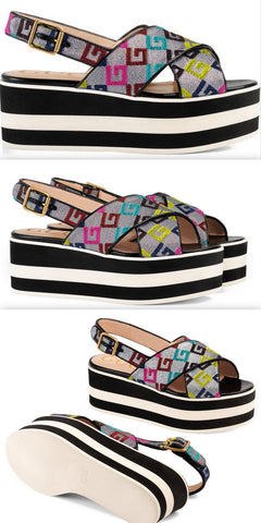 Velvet G Lurex Crossover Platform Sandals