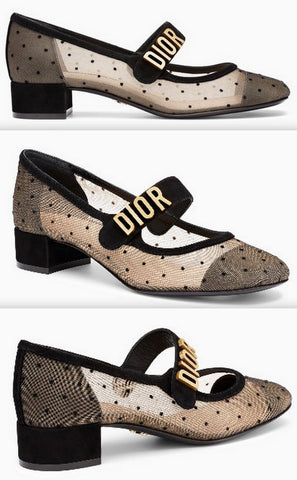 Dior Baby-D Ballet Pump in Black Dotted Swiss