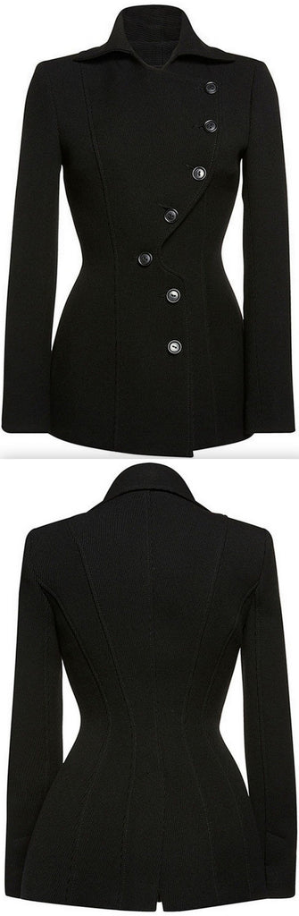 Black Side-Button-Closure Jacket