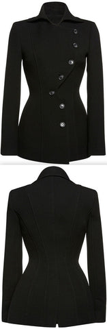 Black Side-Button-Closure Jacket