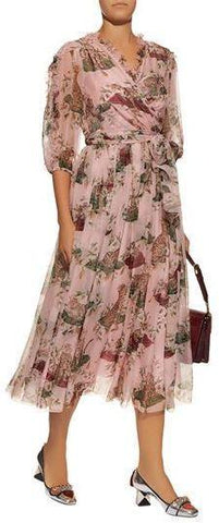 Printed Chiffon Midi Dress