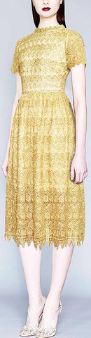 Gold Macrame Midi Dress