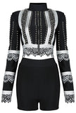 Embellished High Neck Crop Top and Short Set