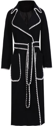 Scallop-Trim Wrap Coat