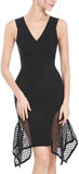 Asymmetrical Mesh-Paneled Bandage Dress - Black, Pink or Light Blue